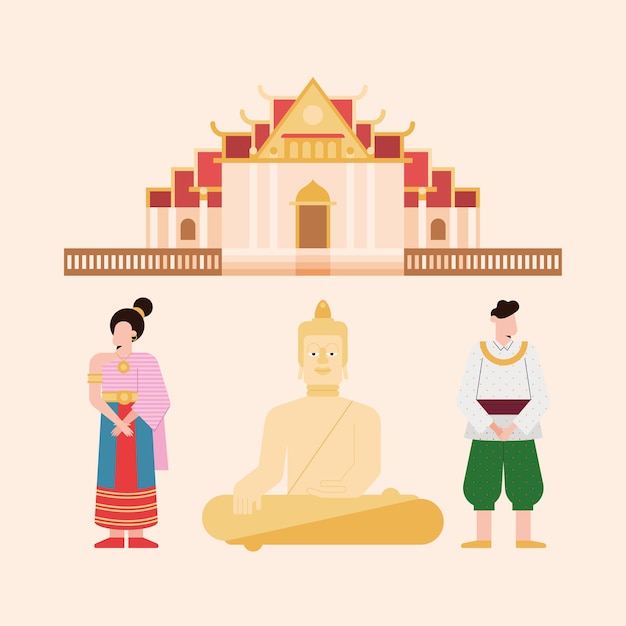 Plik wektorowy cztery ikony zestawu tajlandii