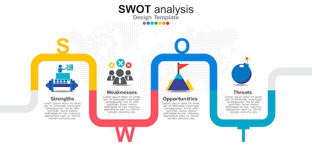 Cztery Kolorowe Elementy Z Ikonami Do Analizy Swot