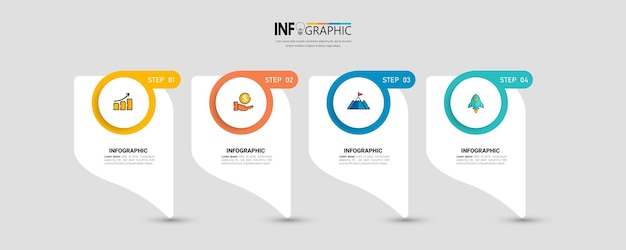 Cztery Kroki Biznesu Infographic Szablon