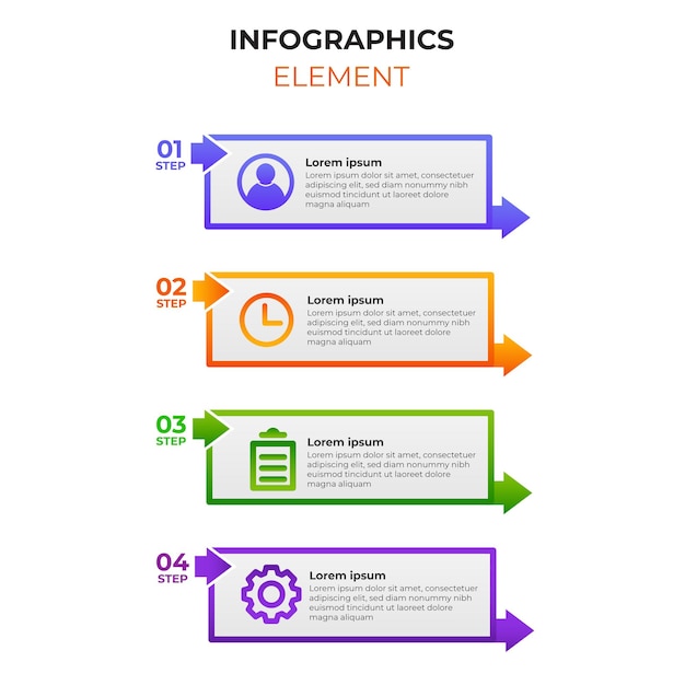 Cztery Kroki Gradientowy Element Infografiki Z Ikoną Biznesu