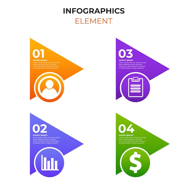 Cztery Kroki Gradientowy Element Infografiki Z Szablonem Infografiki Ikony Biznesu