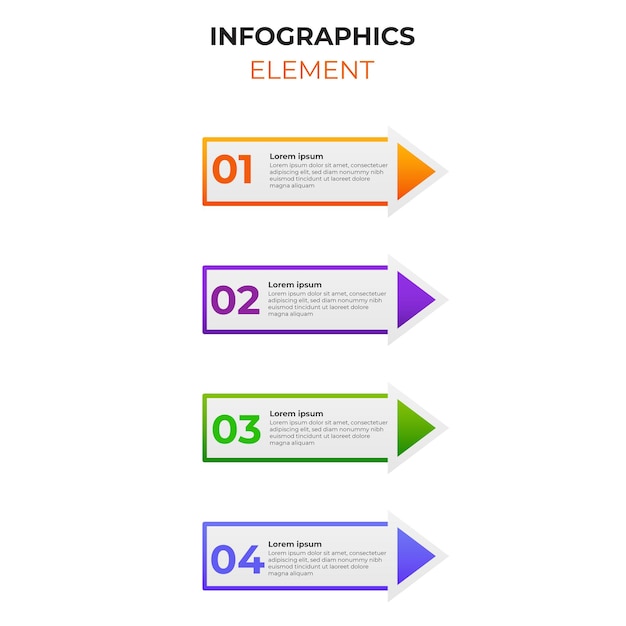 Cztery Kroki Gradientu Infographic Element Z Ikoną Biznesu. Szablon Projektu Infografiki