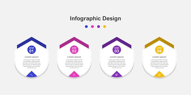 Cztery Kroki Kolorowy Abstrakcyjny Szablon Biznesowy Infografiki