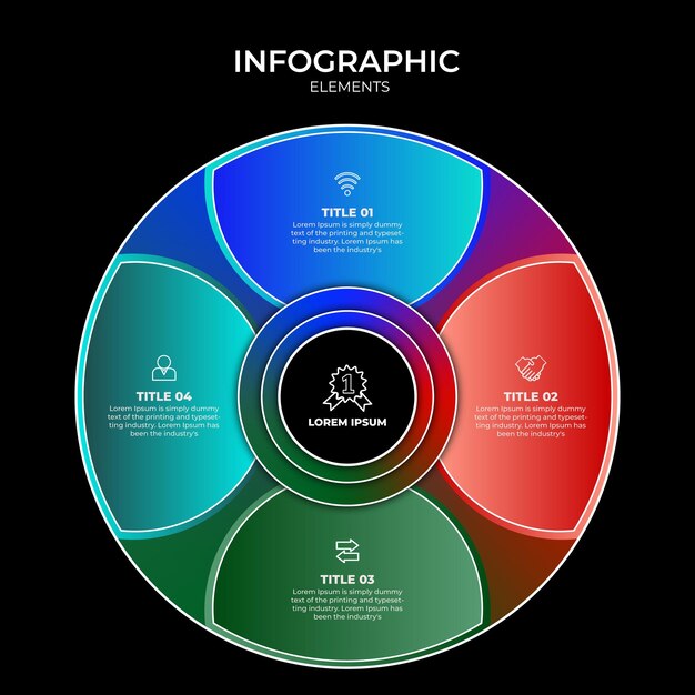 Cztery Kroki Nowoczesny łączący Infografikę Szablon Wektor Ilustracja