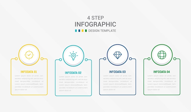 Cztery kroki projektowanie elementów infograficznych szablon wektorowy do prezentacji schemat procesu i prezentacje schemat przepływu pracy krok baner schemat przepływowy info ilustracja wektorowa graficzna