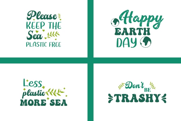 Cztery plakaty z napisem Happy Earth Day.