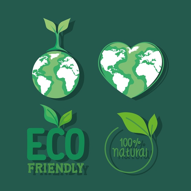 Cztery Przyjazne Dla środowiska Ikony