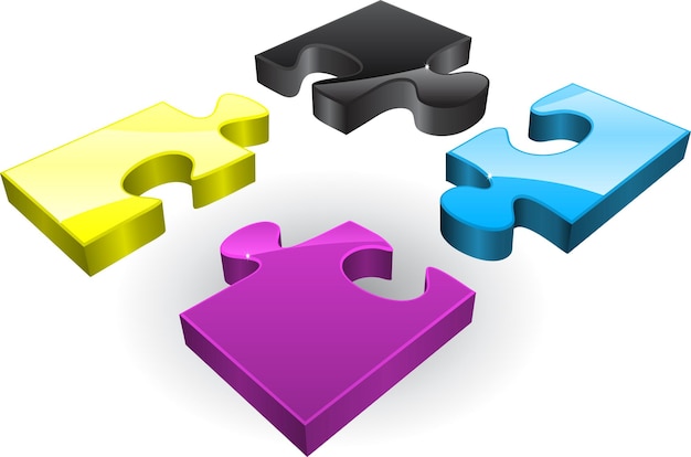 Cztery puzzle CMYK