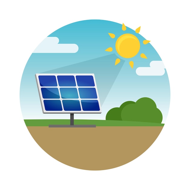 Plik wektorowy czysta alternatywna energia z odnawialnych źródeł energii słonecznej i wiatrowej panele słoneczne ilustracja wektorowa