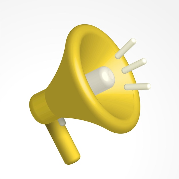 D Render Sprzęt Megafon żółty Symbol Głośnik Media Społecznościowe Realistyczny Znak Reklama I P