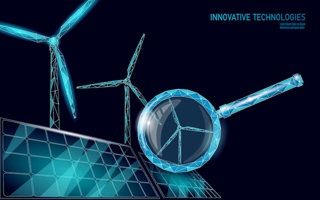 Plik wektorowy d wiatraki ekologia koncepcja lasu oszczędzaj środowisko wiatr zielone drzewo energia zrównoważona moc eco glo