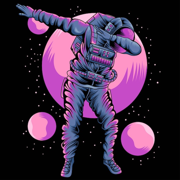 Plik wektorowy dabbing astronauta na ilustracji wektorowych księżyca
