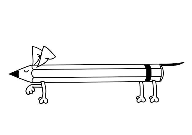 Plik wektorowy dachshundpencil pies ołówek tworzy stojak ilustracja do projektowania i pocztówek