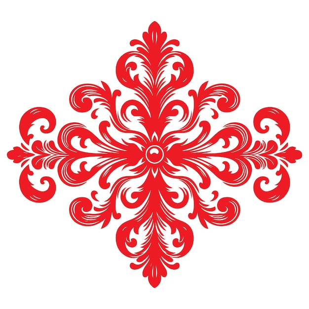 damask czerwony element kolorowy wektor wschodni izolowany biały tło