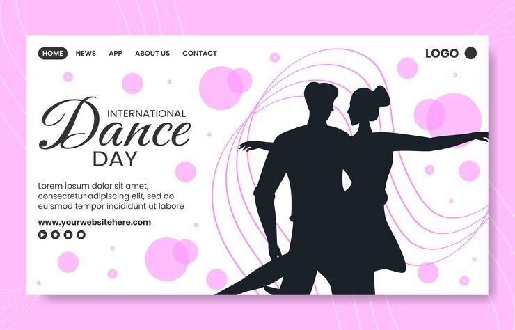 Wektor dance day social media landing page ręcznie narysowane szablony kreskówek ilustracja tła