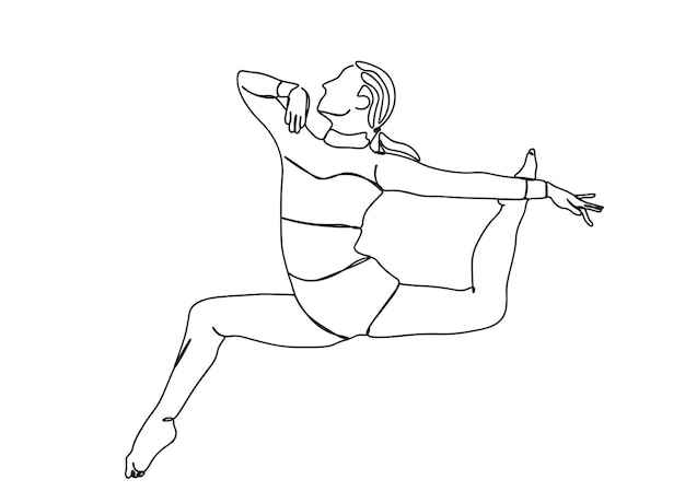 Dancing Girl Jednoliniowy Rysunek Sztuki Kontynuuje Ilustrację Wektorową Linii