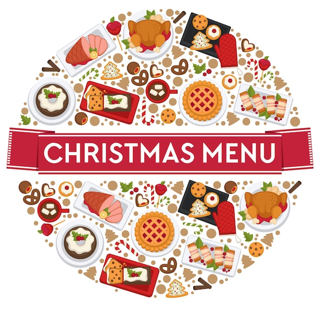 Plik wektorowy dania i jedzenie przygotowywane w restauracjach lub jadłodajniach z okazji świąt