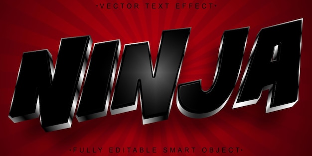 Dark Red Ninja Vector W pełni edytowalny efekt tekstu inteligentnego obiektu