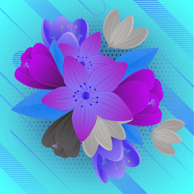 Plik wektorowy darmowe wektor kolorowe kwiaty w stylu papieru gradientowego