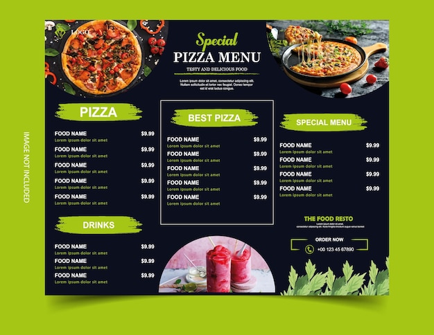 Plik wektorowy darmowe wektor nowoczesne menu restauracji na pizzę