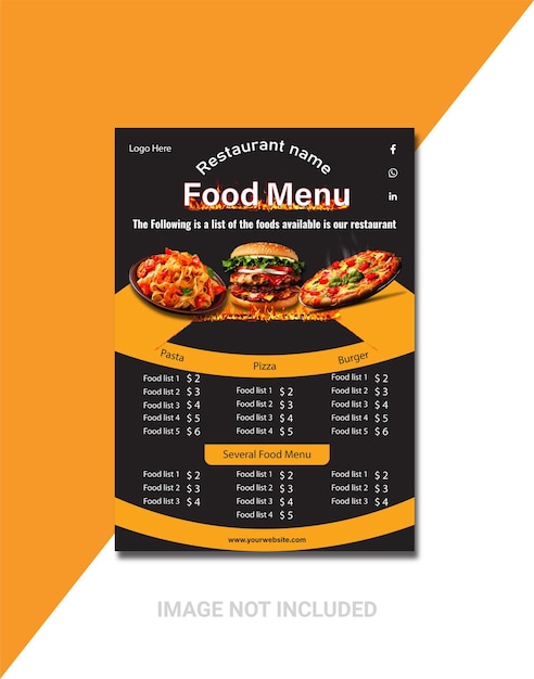 Darmowy szablon menu restauracji wektor hamburgery