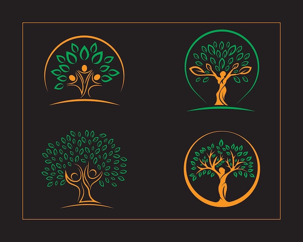 Darmowy Wektor Projekt Logo Drzewa Z Plikem Wektorowym Premium Koncepcja Logo Drzewa Ludzkiego