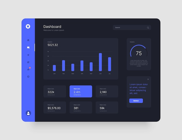 Dashboard design app interface with ui and ux elements use design for web application desktop app or