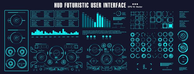 Dashboard niebieski wyświetlacz ekran technologii wirtualnej rzeczywistości HUD futurystyczny cel interfejsu użytkownika