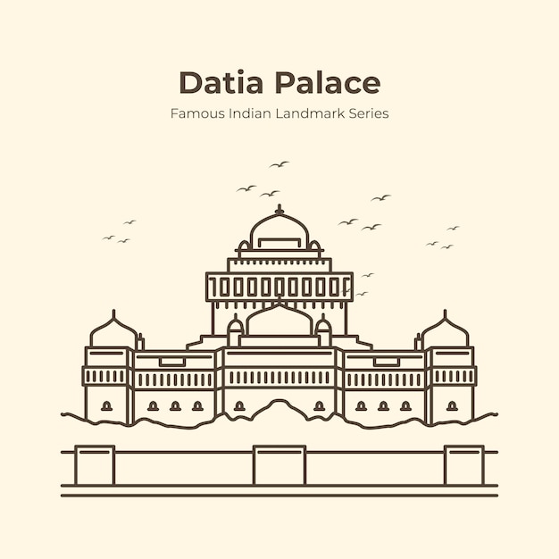 Datia Palace Indyjski Słynny Punkt Orientacyjny Ilustracja Konturu