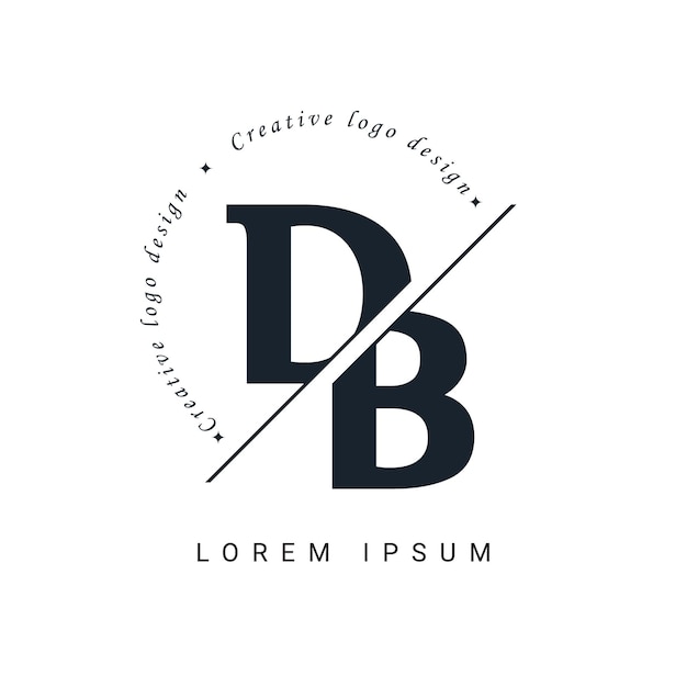 DB Letter Logo Design z kreatywnym wycinkiem Kreatywny projekt logo