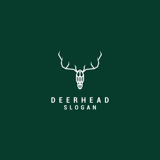 Deer Head Line Art Logo Wektor Ikona Szablon Projektu