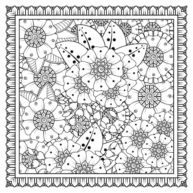 Dekoracja Kwiatowa Mehndi W Etnicznym Orientalnym Stylu Indyjskim Doodle