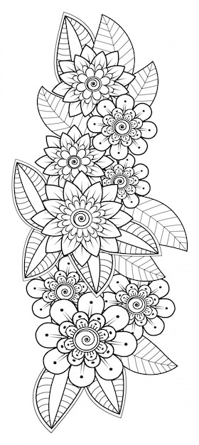 Dekoracja Kwiatowa Mehndi W Etnicznym Stylu Orientalnym, Indyjskim. Doodle Ornament.