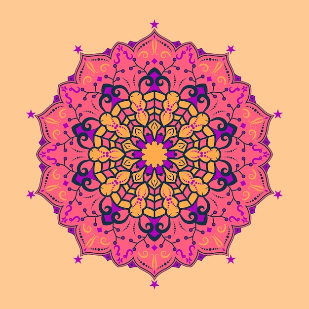 Dekoracyjna Kolorowa Mandala Z Kwiatowym Kształtem Azjatyckiej Mandali Ilustracji Wektorowych