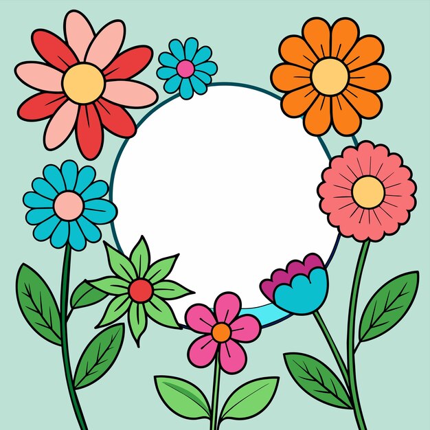 Plik wektorowy dekoracyjna ramka kwiatowa na rocznicę ślubu dla kartki powitawczej z ręcznie narysowaną ikoną naklejki