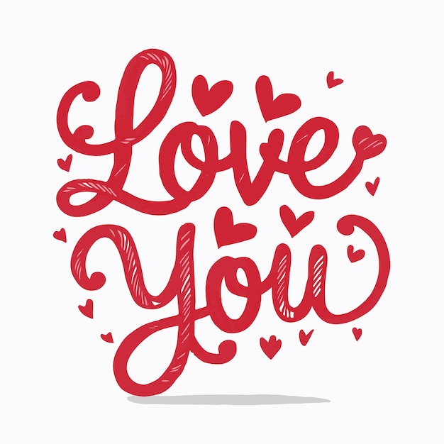dekoracyjna typografia Love you z zabawnym czcionką na białym tle ilustracja