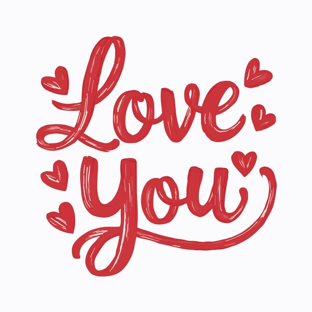 dekoracyjna typografia Love you z zabawnym czcionką na białym tle ilustracja