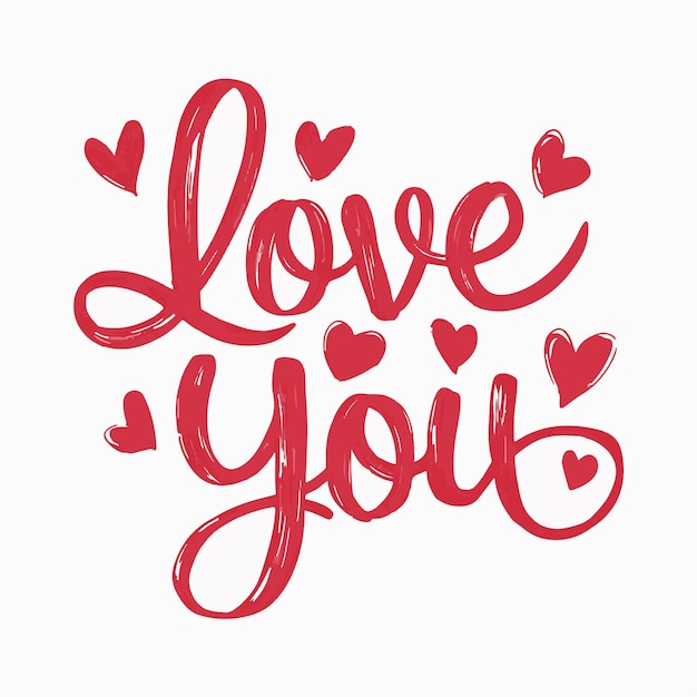 dekoracyjna typografia Love you z zabawnym czcionką na białym tle ilustracja