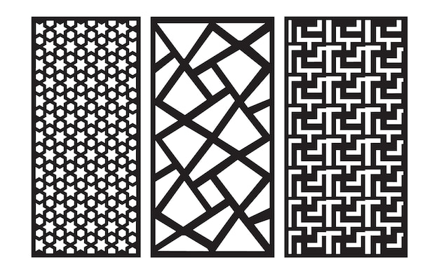 Dekoracyjne czarne wzory z islamskimi kartami geometrycznymi i kwiatowymi