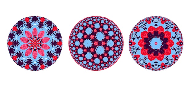 Dekoracyjne Okrągłe Ozdoby. Stylizowane Mandale. Kreatywne Wzory.