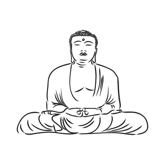 Dekoracyjny Budda W Pozycji Lotosu W Ozdobnej Tkaninie Szkic Ilustracji Wektorowych Buddha