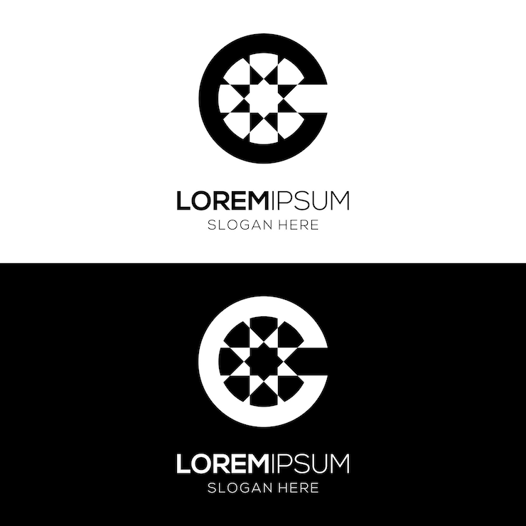 Wektor dekoracyjny islamski szablon projektu logo litera c