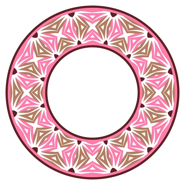Dekoracyjny Okrągły Ornament Obramowanie Płytek Ceramicznych Wzór Na Talerze Lub Naczynia Islamskie Indyjskie Motywy Arabskie Wzór Porcelany Abstrakcyjne Obramowanie Ornamentem Kwiatowym