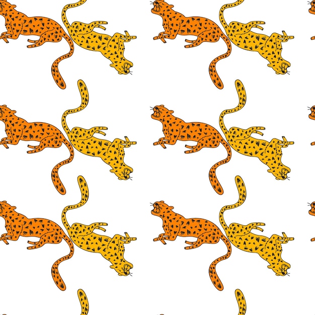 Dekoracyjny wzór z doodle ładny lampart Ręcznie rysowane gepard niekończąca się tapeta