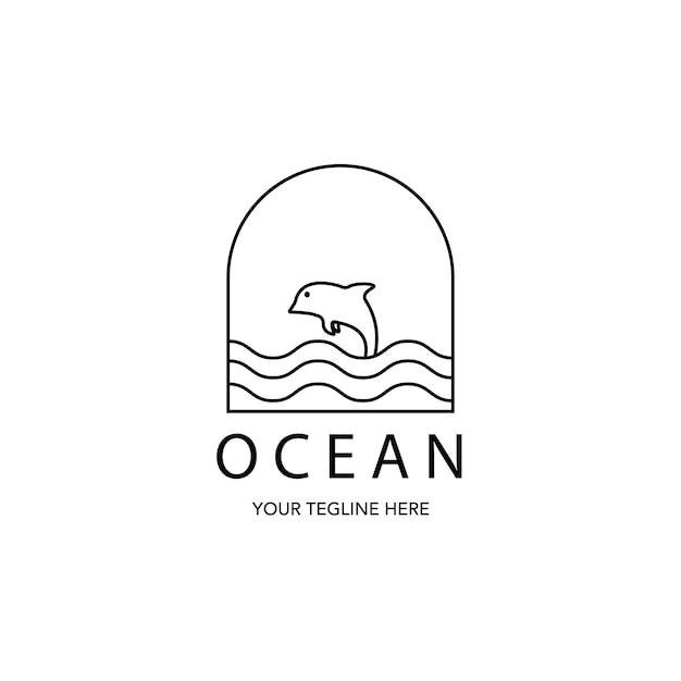 Delfin Ocean Ilustracja Wektor Logo Projektu