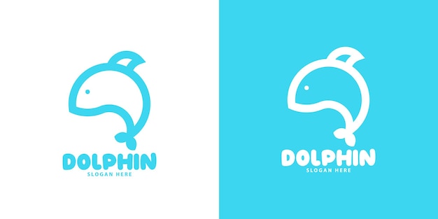 Delfin Ryby Logo Minimalistyczny Nowoczesny Wektor Eps