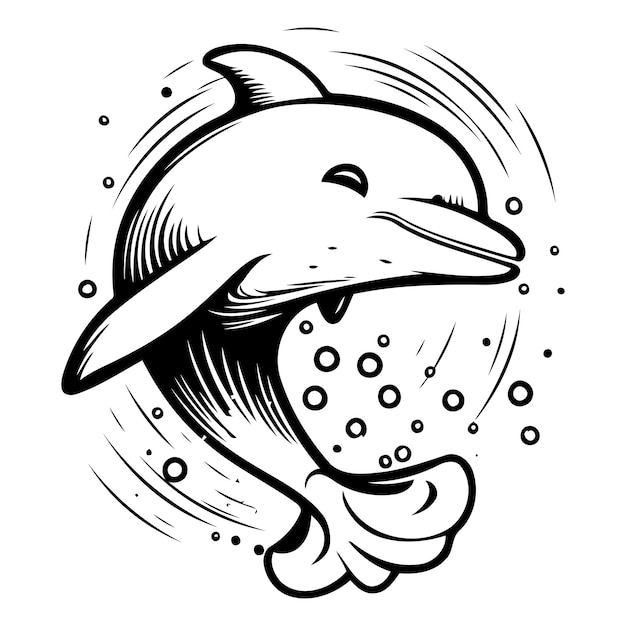 Plik wektorowy delfin skaczący z wody ilustracja wektorowa w stylu kreskówki