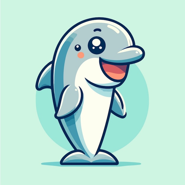 Plik wektorowy delfin stoi szczęśliwy rysunek wektorowy ikona ilustracja zwierzęca natura ikona koncepcja izolowana