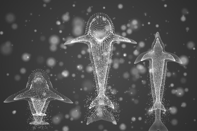 Plik wektorowy delfiny wektorowe na jasnym tle z podświetlonymi kropkami i światłami