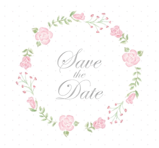 Plik wektorowy delikatna akwarela kwiatów ramka ślub zapisać datę ilustracja
